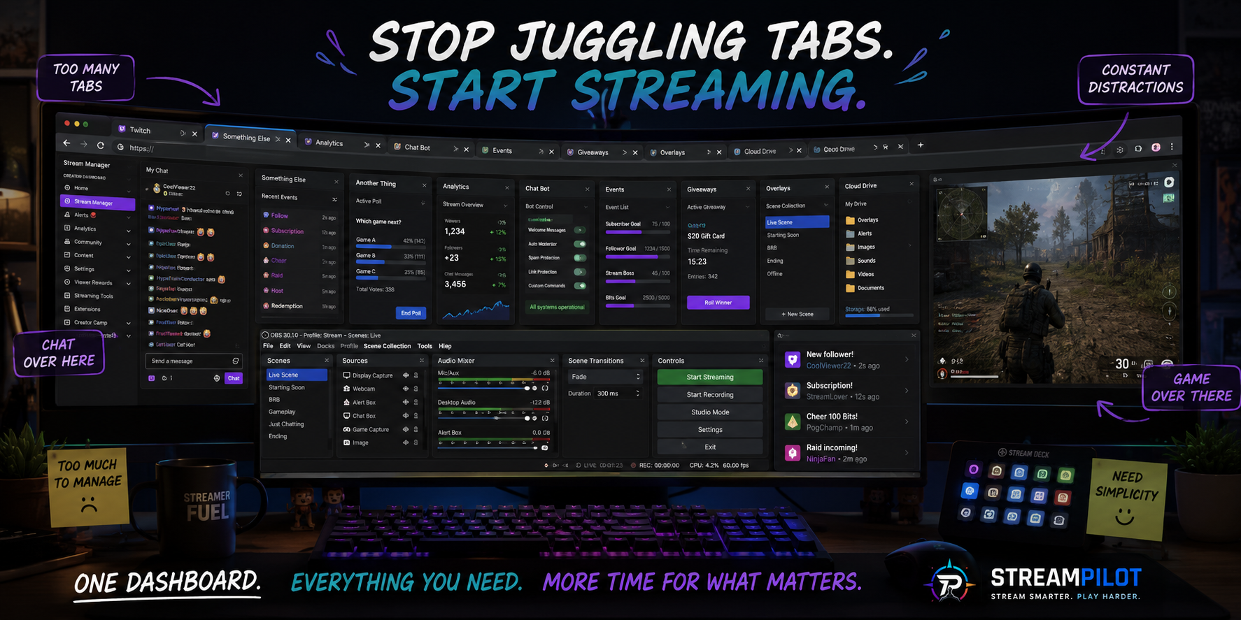 StreamPilot — the all-in-one Twitch streaming dashboard